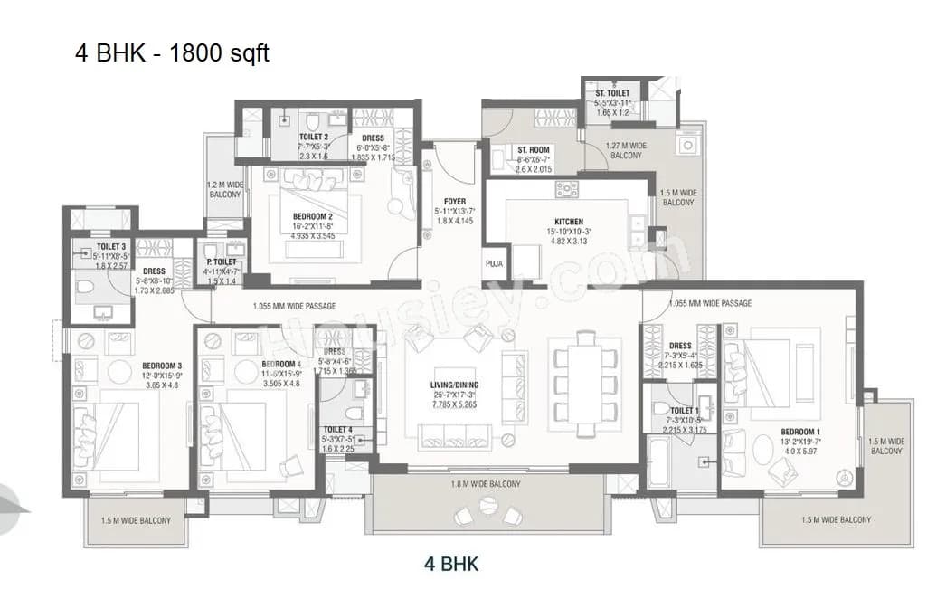 Unit plan - 1800 sq.ft.