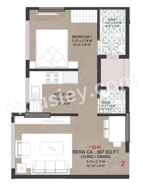 Unit plan - 367 sq.ft.