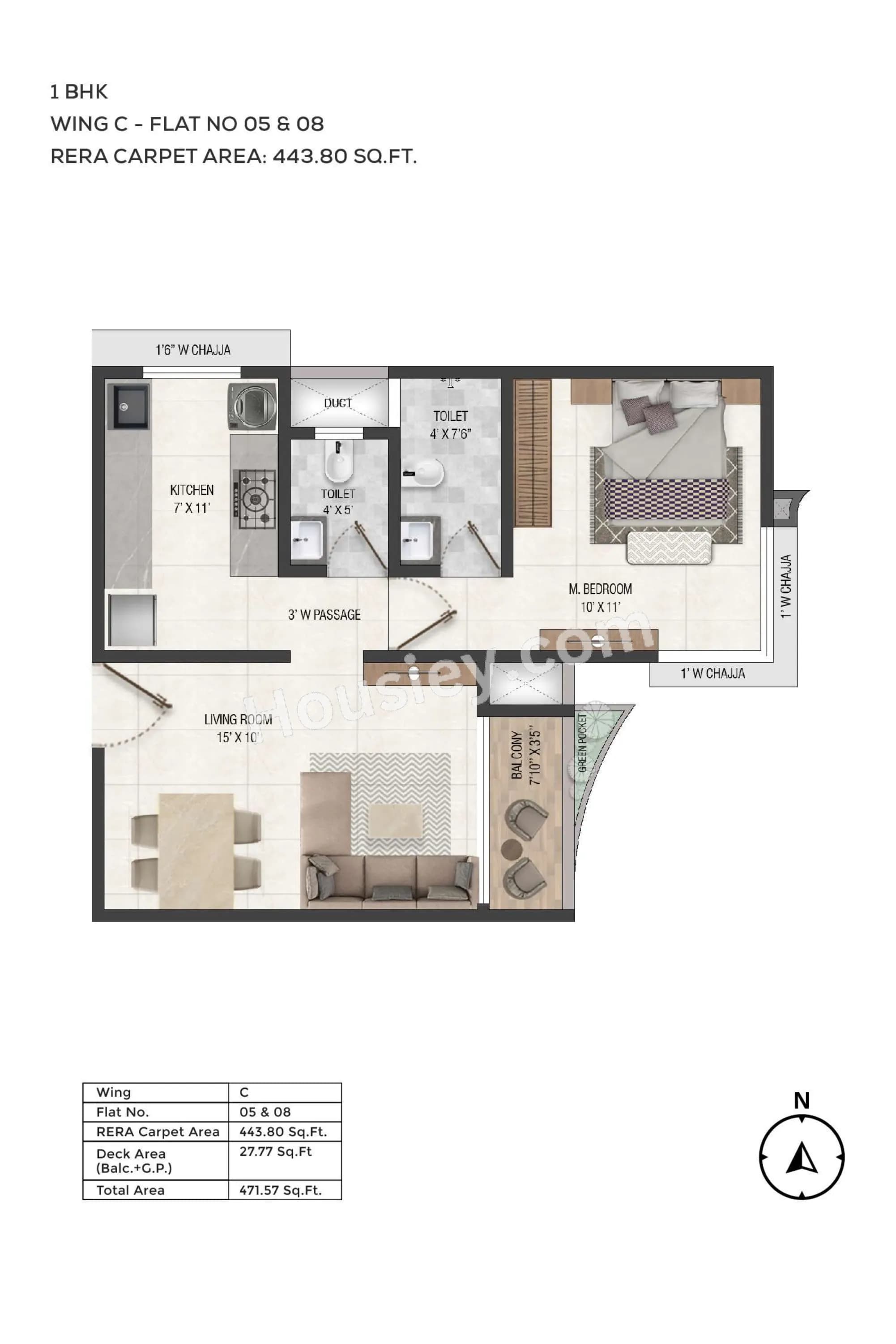 Unit plan - 472 sq.ft.