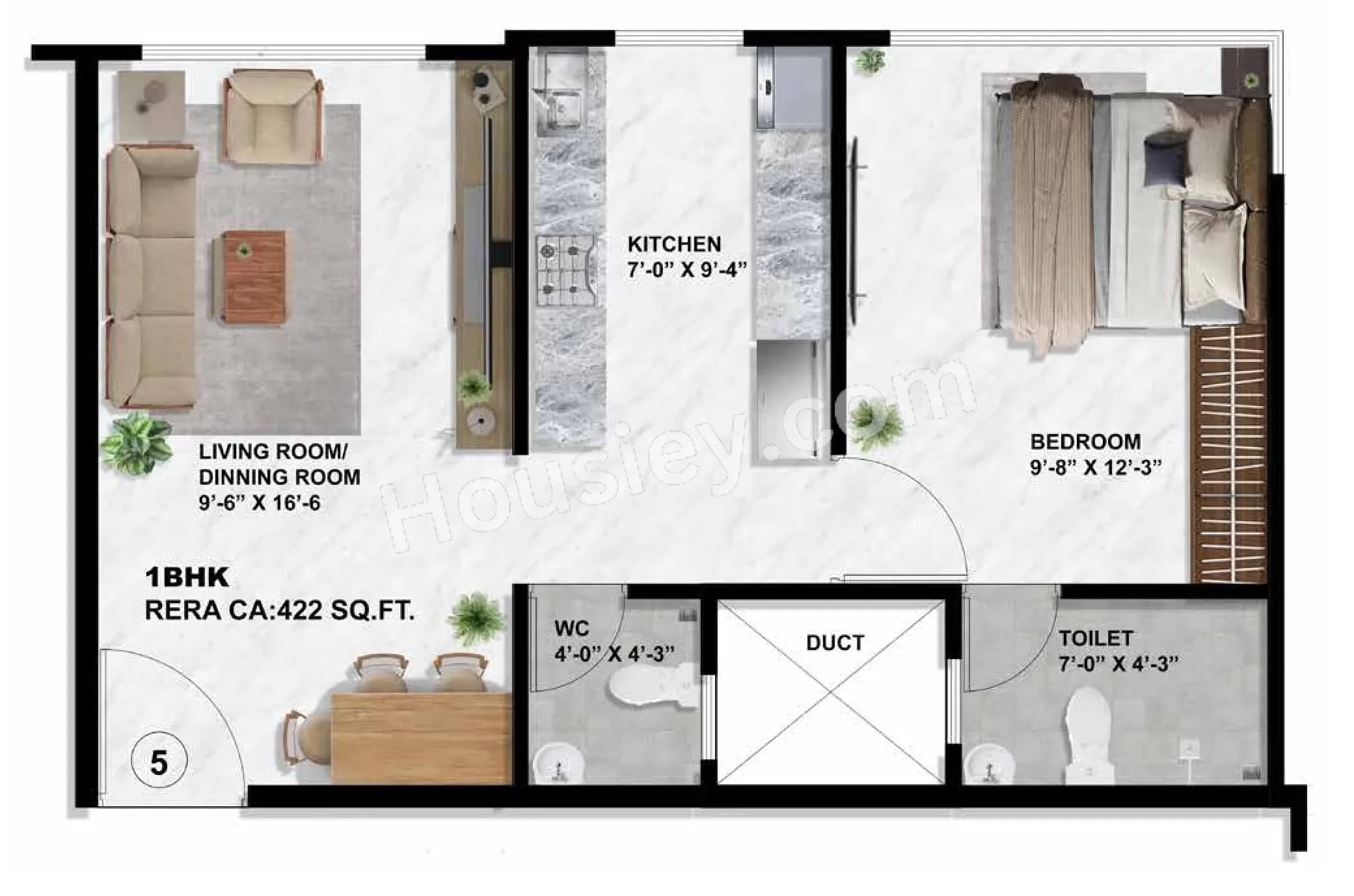 Unit plan - 422 sq.ft.