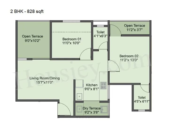 Unit plan - 828 sq.ft.