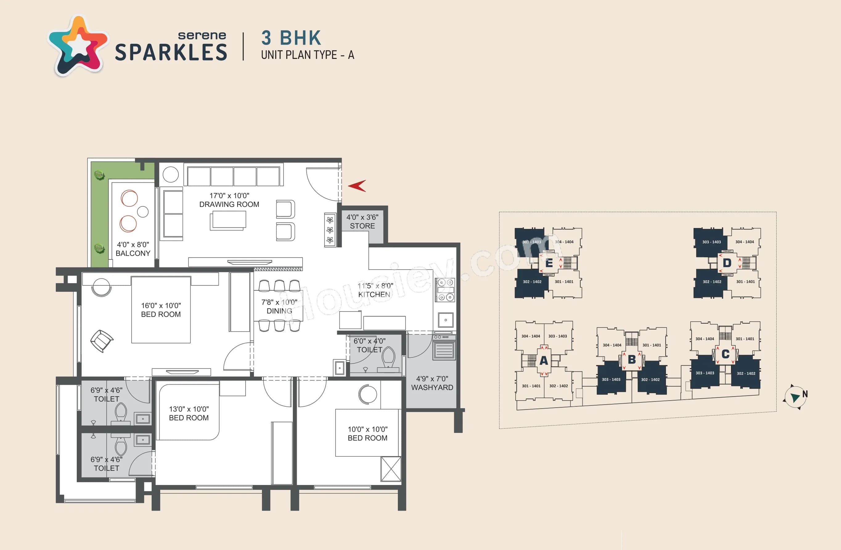 Unit plan - 963 sq.ft.
