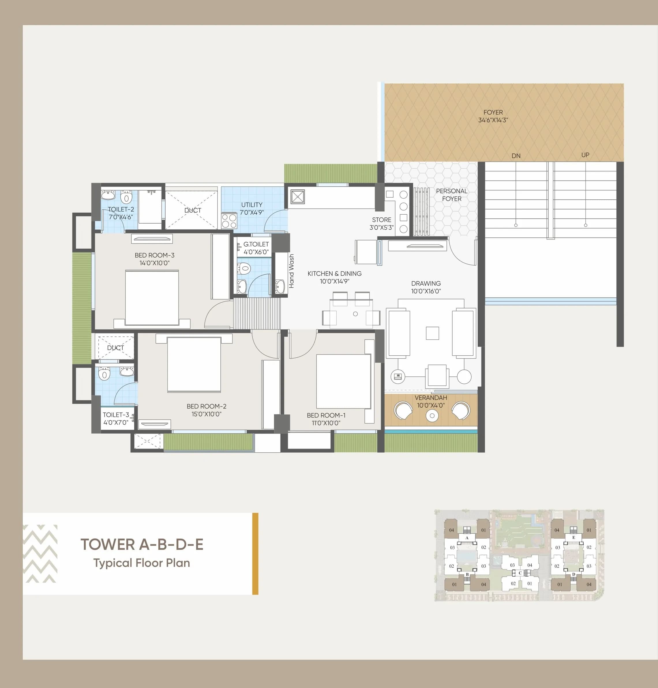 Unit plan - 969 sq.ft.
