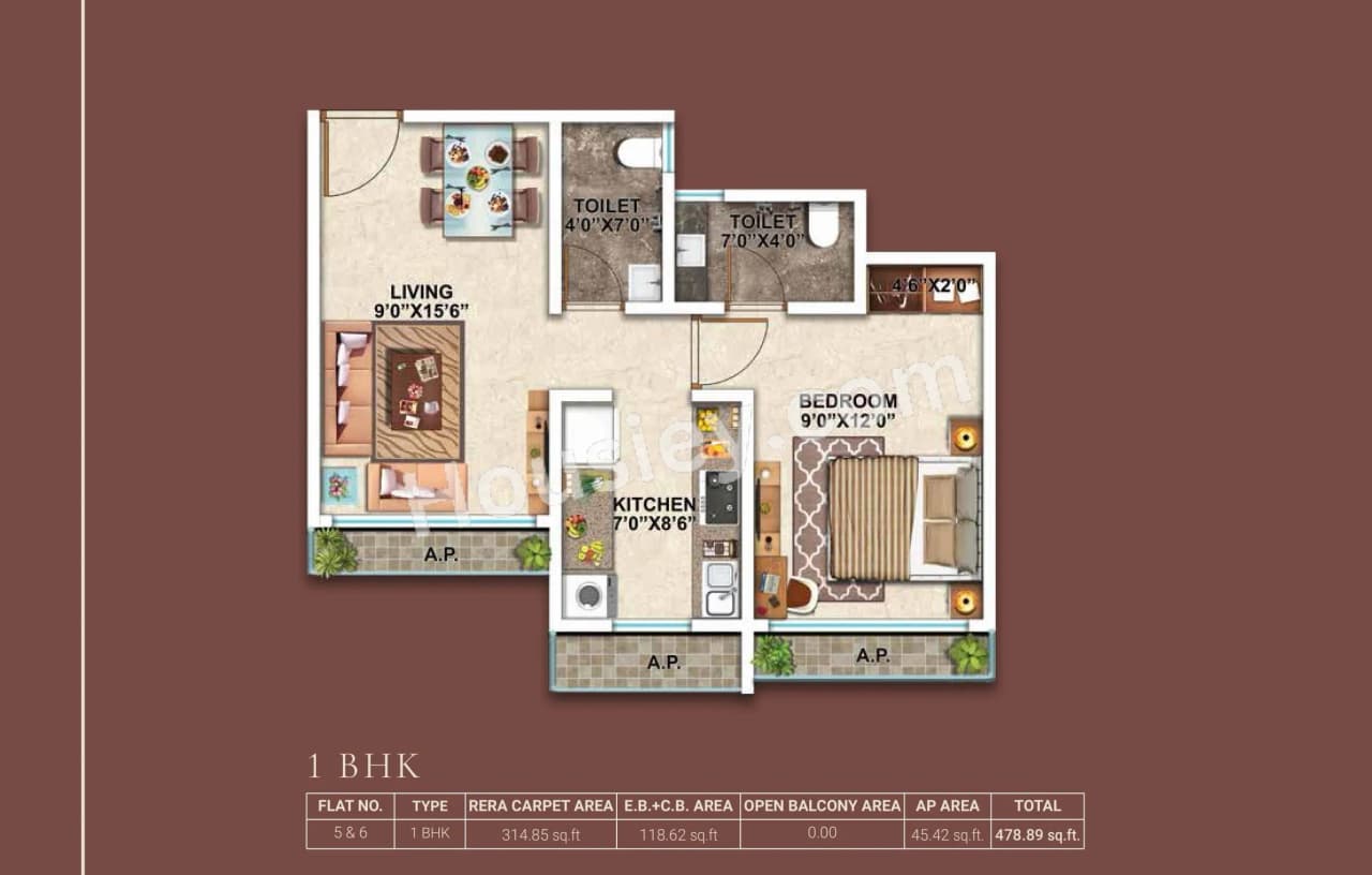Unit plan - 479 sq.ft.