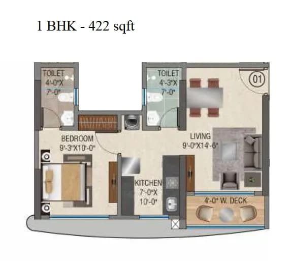 Unit plan - 422 sq.ft.