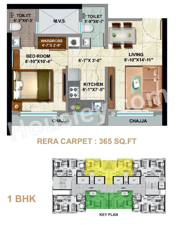 Unit plan - 365 sq.ft.