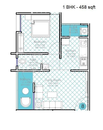 Unit plan - 458 sq.ft.