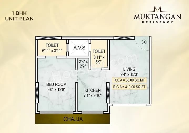 Unit plan - 410 sq.ft.