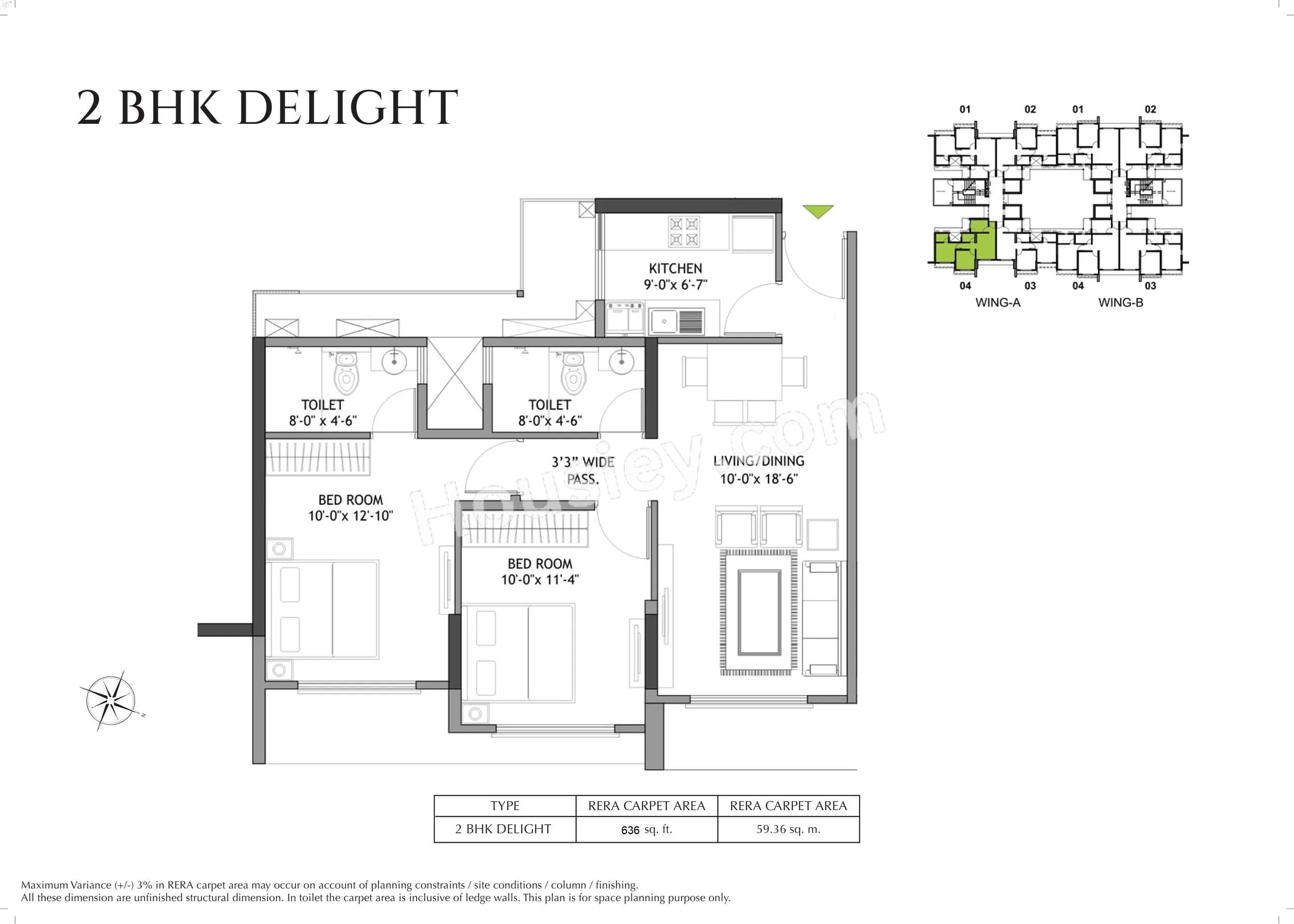 Unit plan - 636 sq.ft.