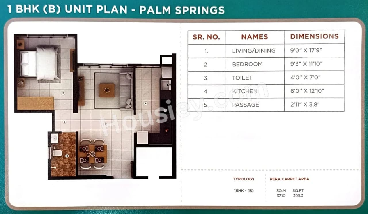 Unit plan - 399 sq.ft.