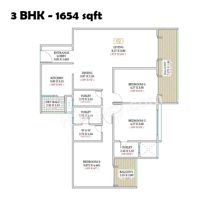 Unit plan - 1654 sq.ft.