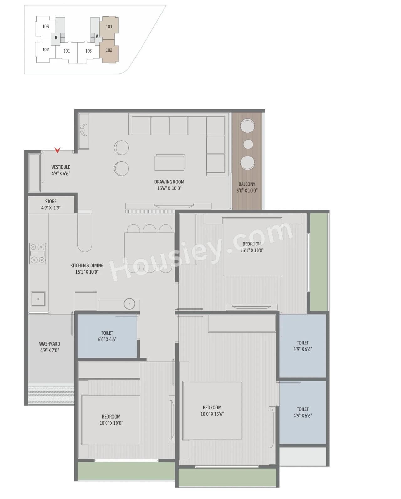 Unit plan - 968 sq.ft.