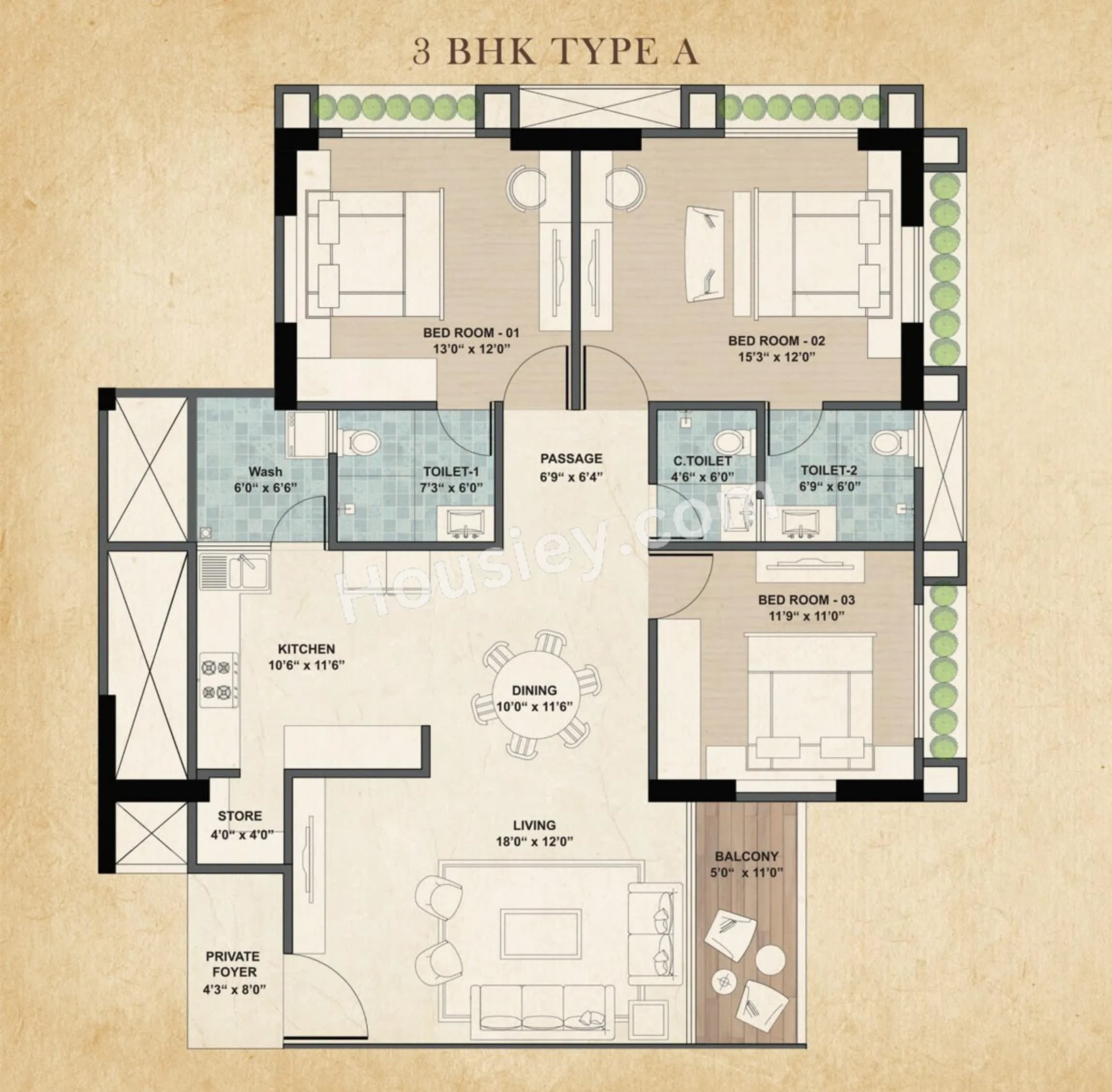 Unit plan - 1292 sq.ft.