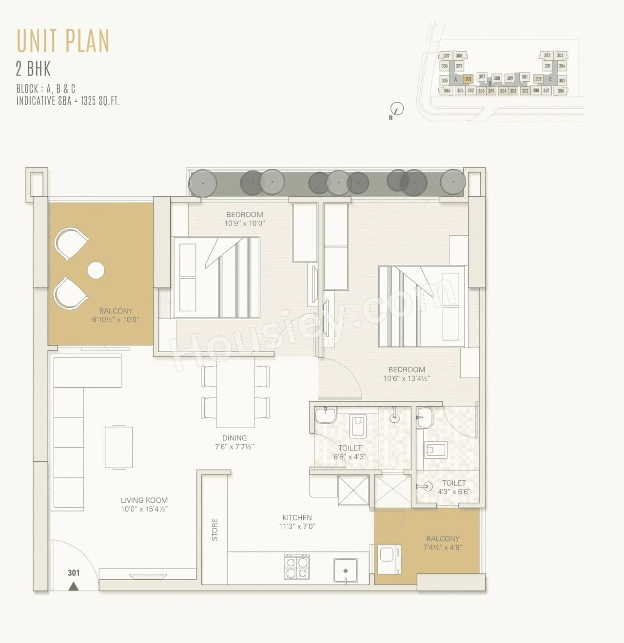 Unit plan - 913 sq.ft.