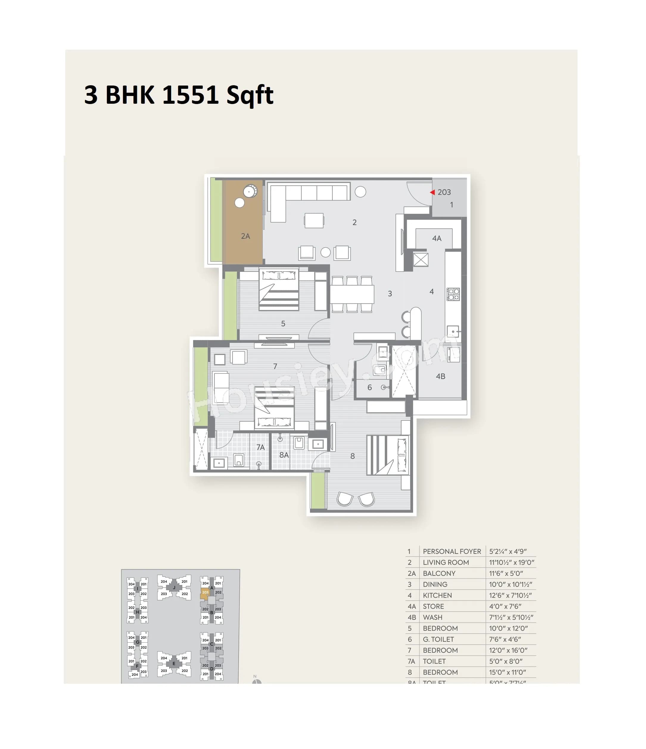 Unit plan - 1070 sq.ft.