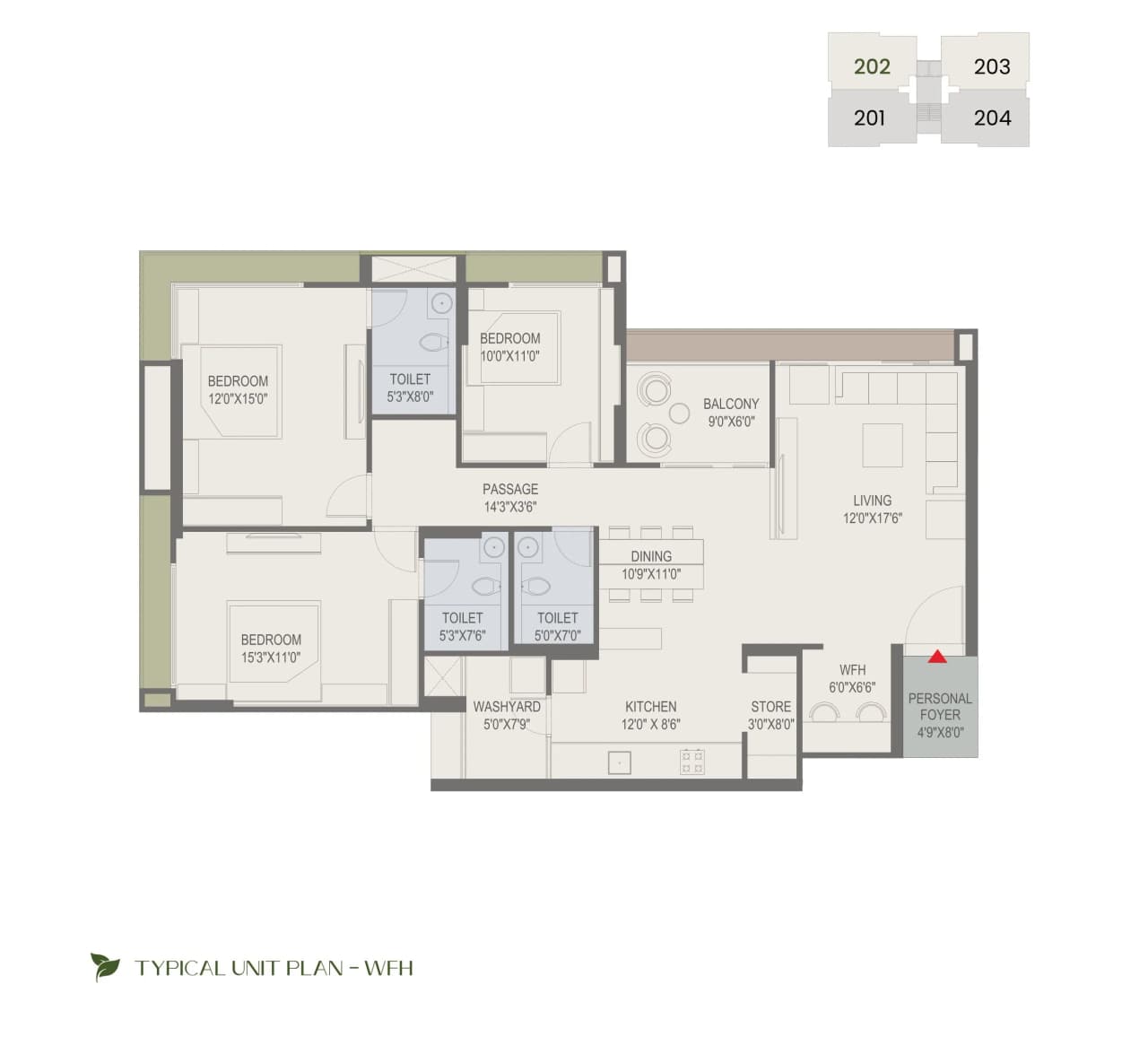 Unit plan - 1284 sq.ft.