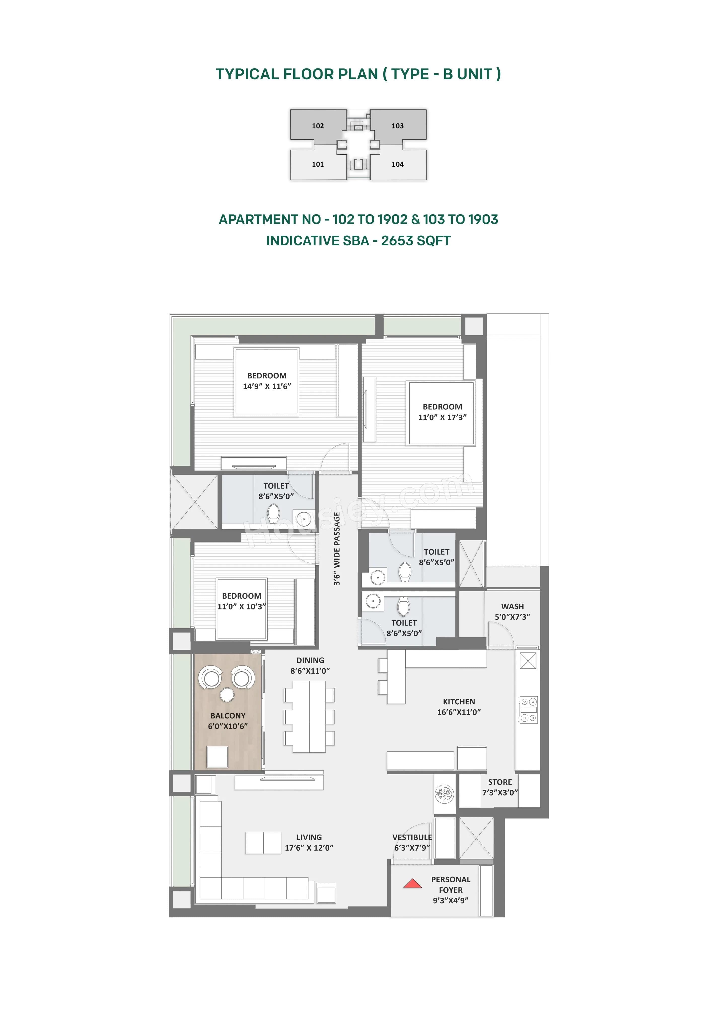 Unit plan - 1372 sq.ft.