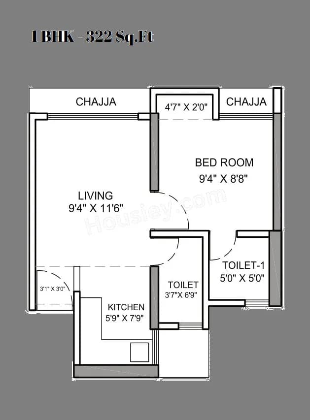 Unit plan - 322 sq.ft.