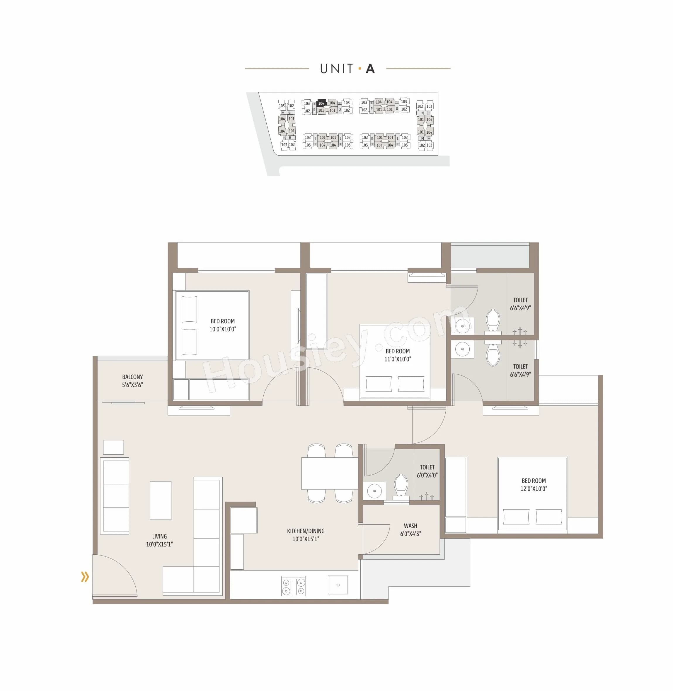 Unit plan - 830 sq.ft.