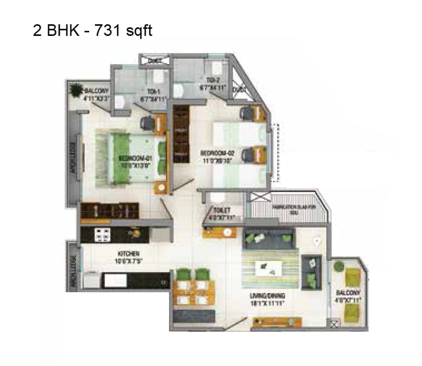 Unit plan - 731 sq.ft.