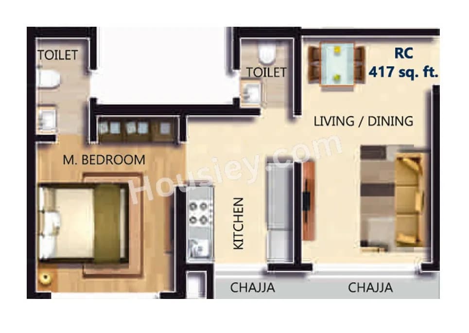 Unit plan - 417 sq.ft.