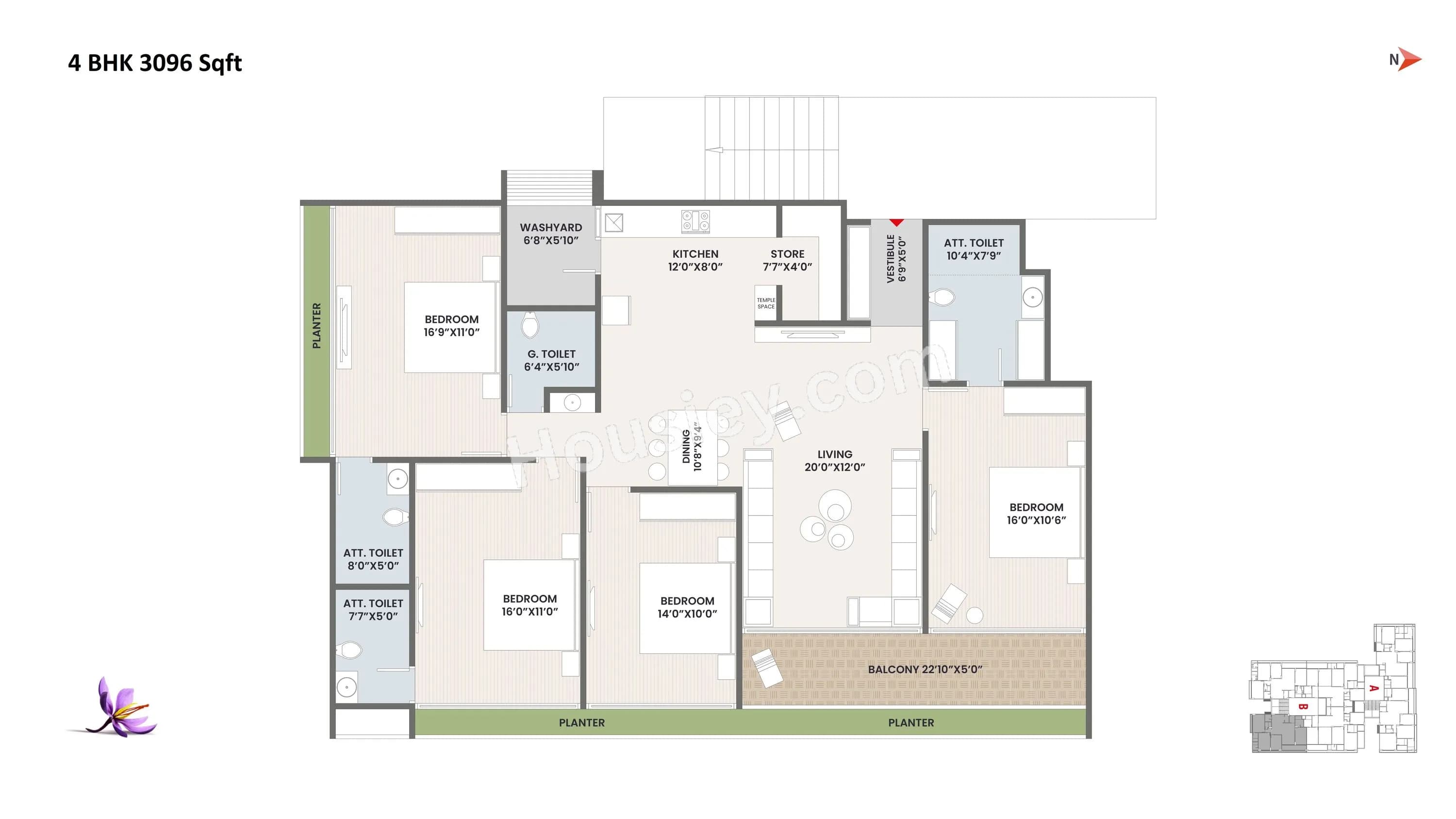 Unit plan - 1702 sq.ft.