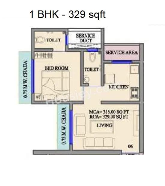 Unit plan - 329 sq.ft.