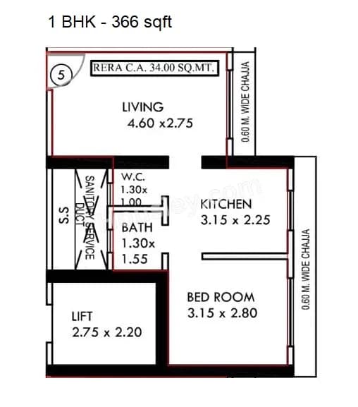 Unit plan - 366 sq.ft.