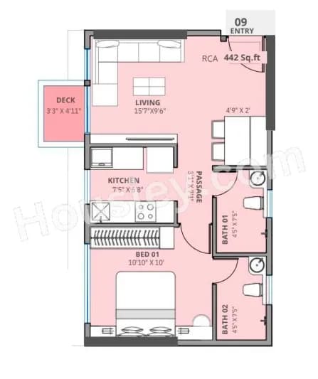 Unit plan - 442 sq.ft.