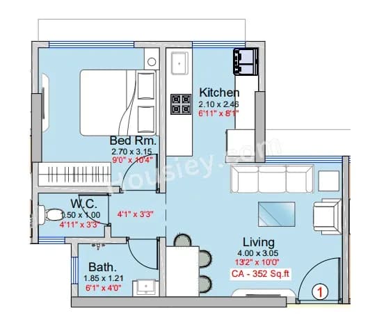 Unit plan - 352 sq.ft.
