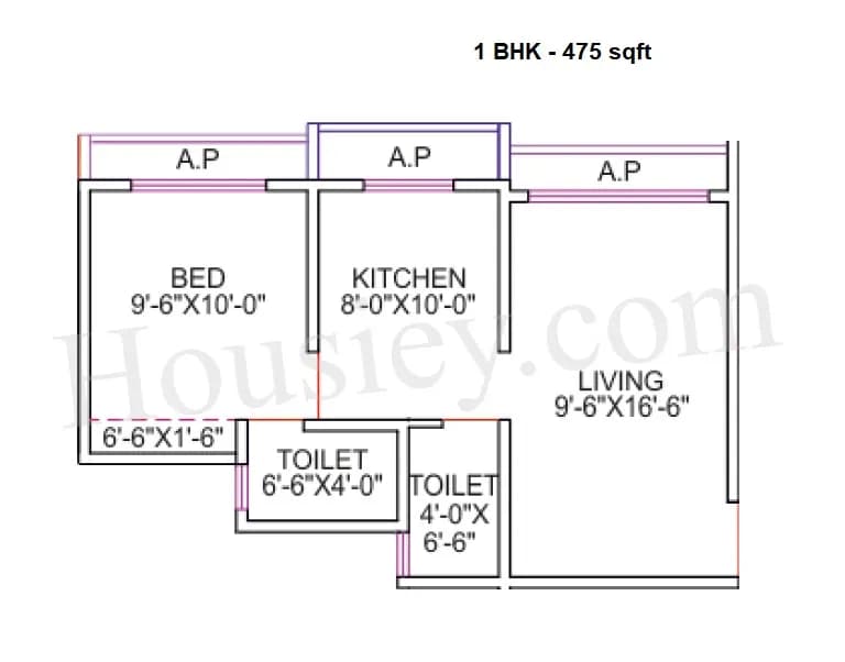 Unit plan - 475 sq.ft.