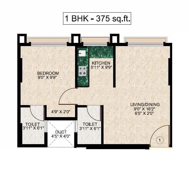 Unit plan - 375 sq.ft.