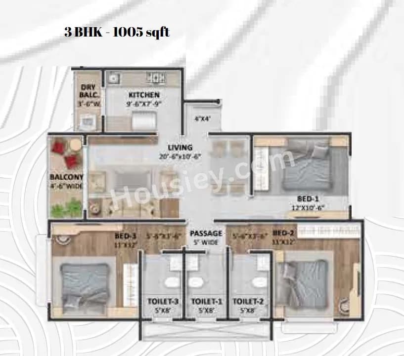 Unit plan - 1005 sq.ft.