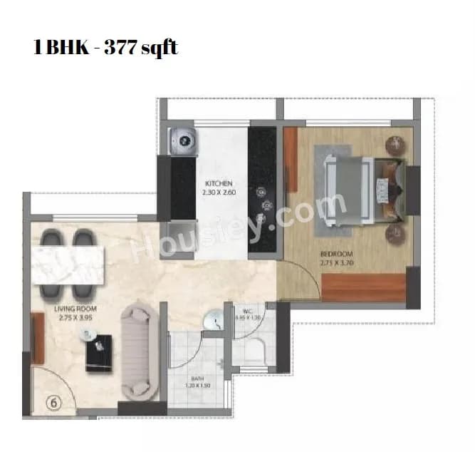 Unit plan - 377 sq.ft.