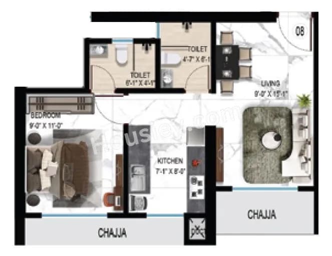 Unit plan - 400 sq.ft.
