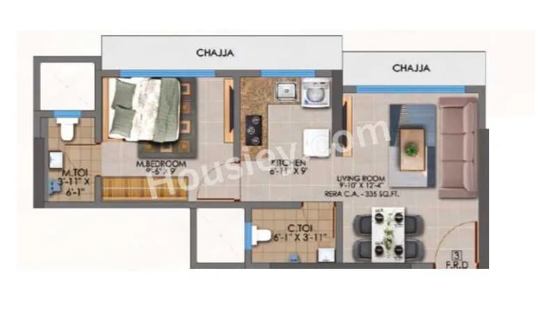 Unit plan - 335 sq.ft.