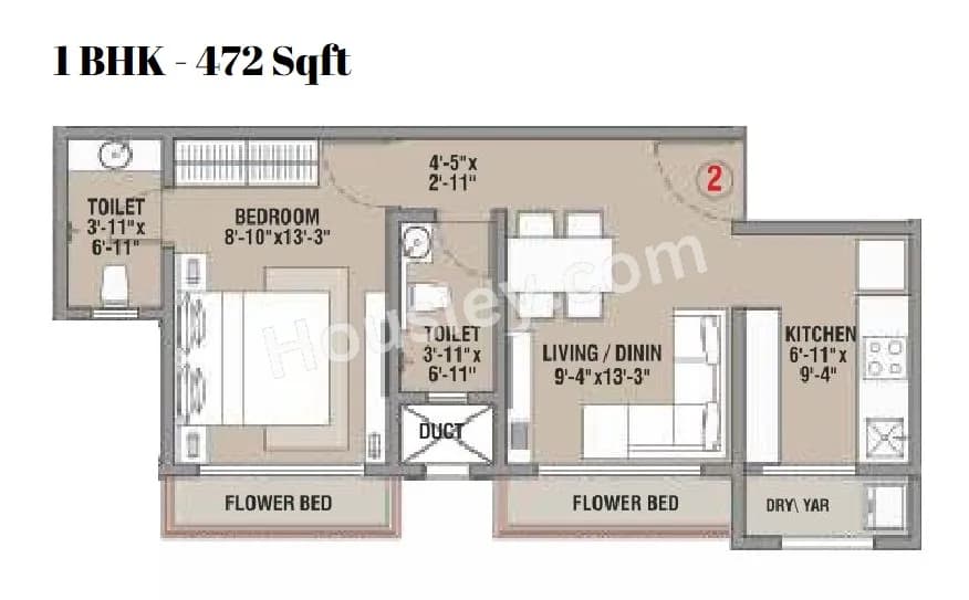 Unit plan - 472 sq.ft.