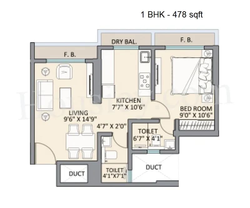 Unit plan - 478 sq.ft.