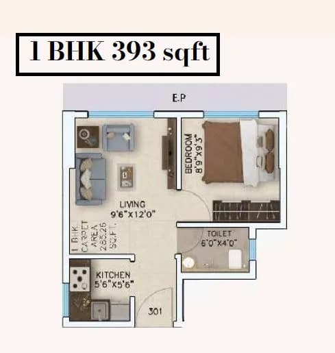 Unit plan - 393 sq.ft.