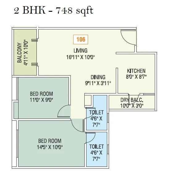 Unit plan - 748 sq.ft.