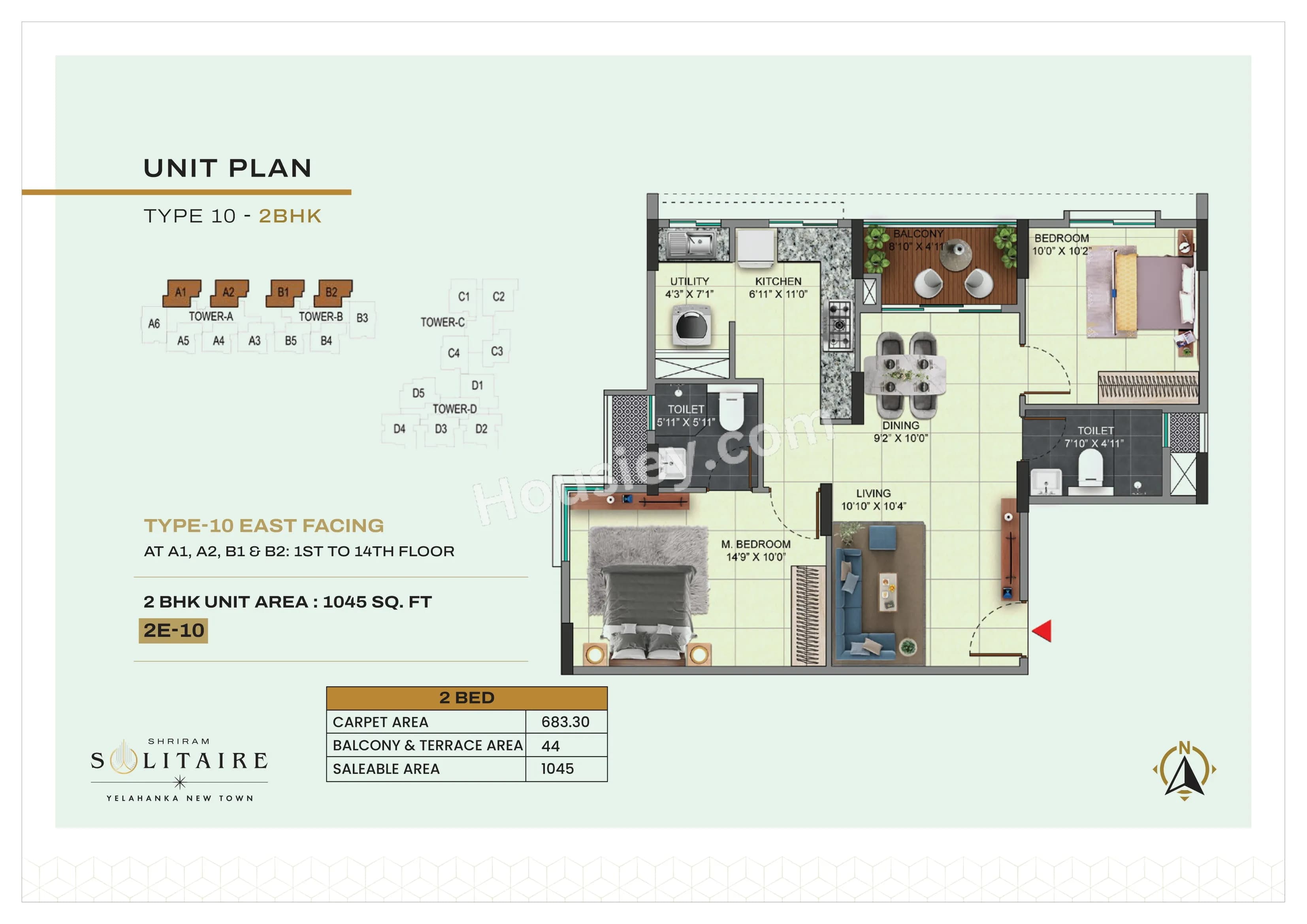 Unit plan - 727 sq.ft.