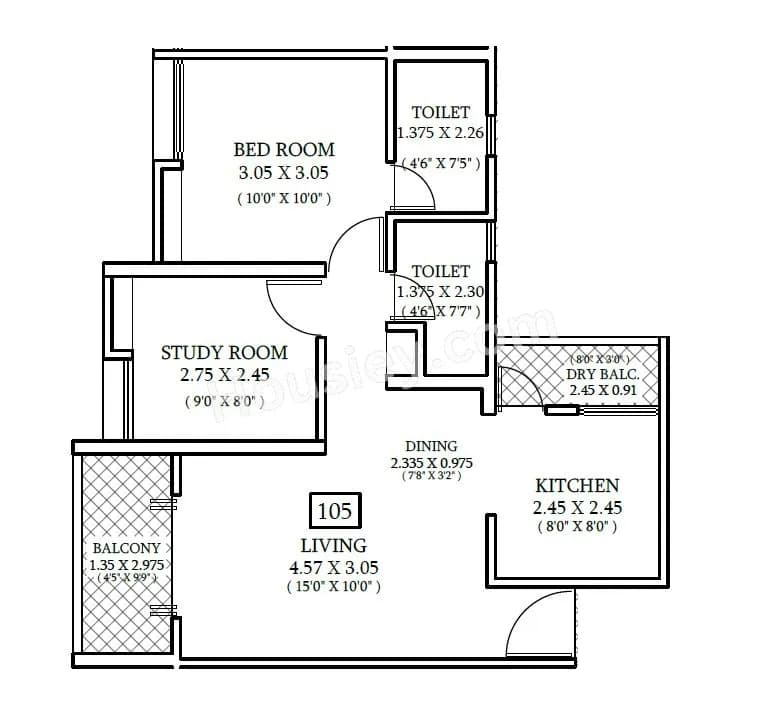 Unit plan - 629 sq.ft.