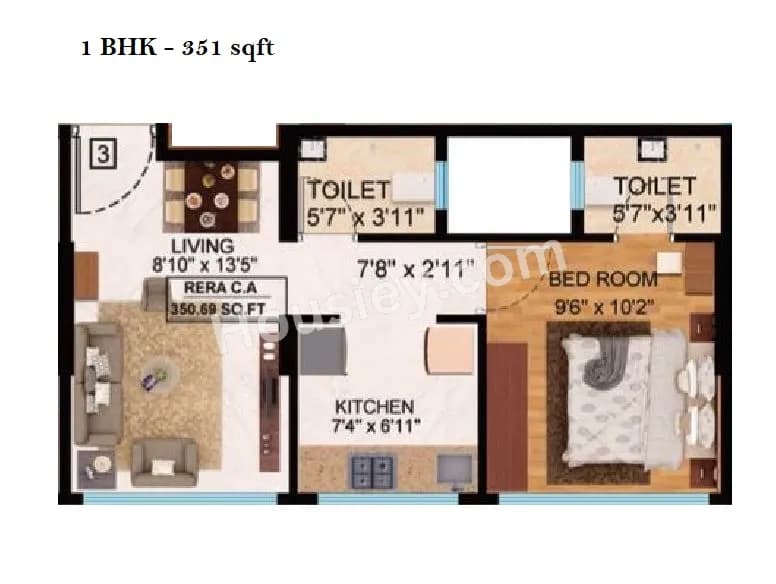 Unit plan - 351 sq.ft.