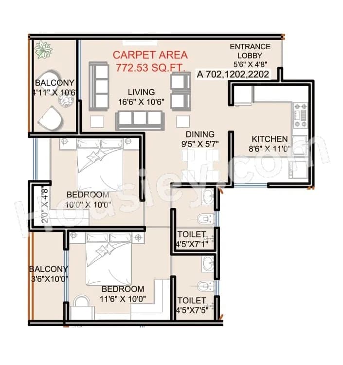 Unit plan - 773 sq.ft.