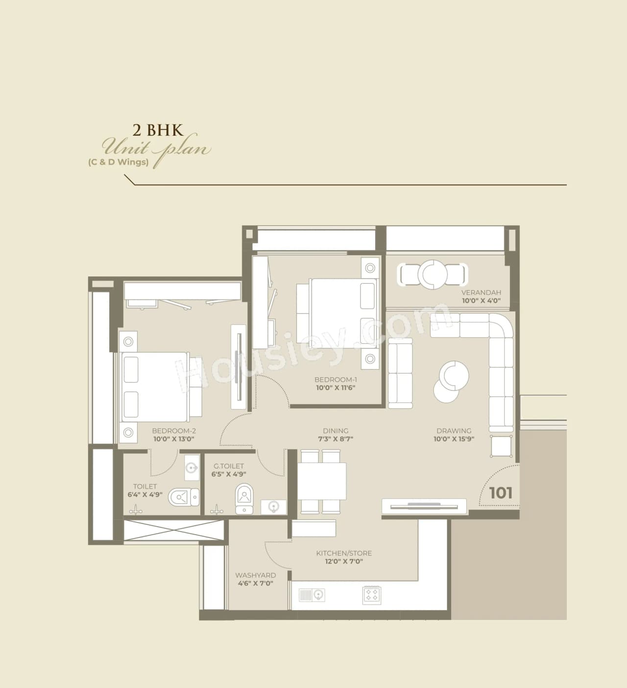 Unit plan - 748 sq.ft.