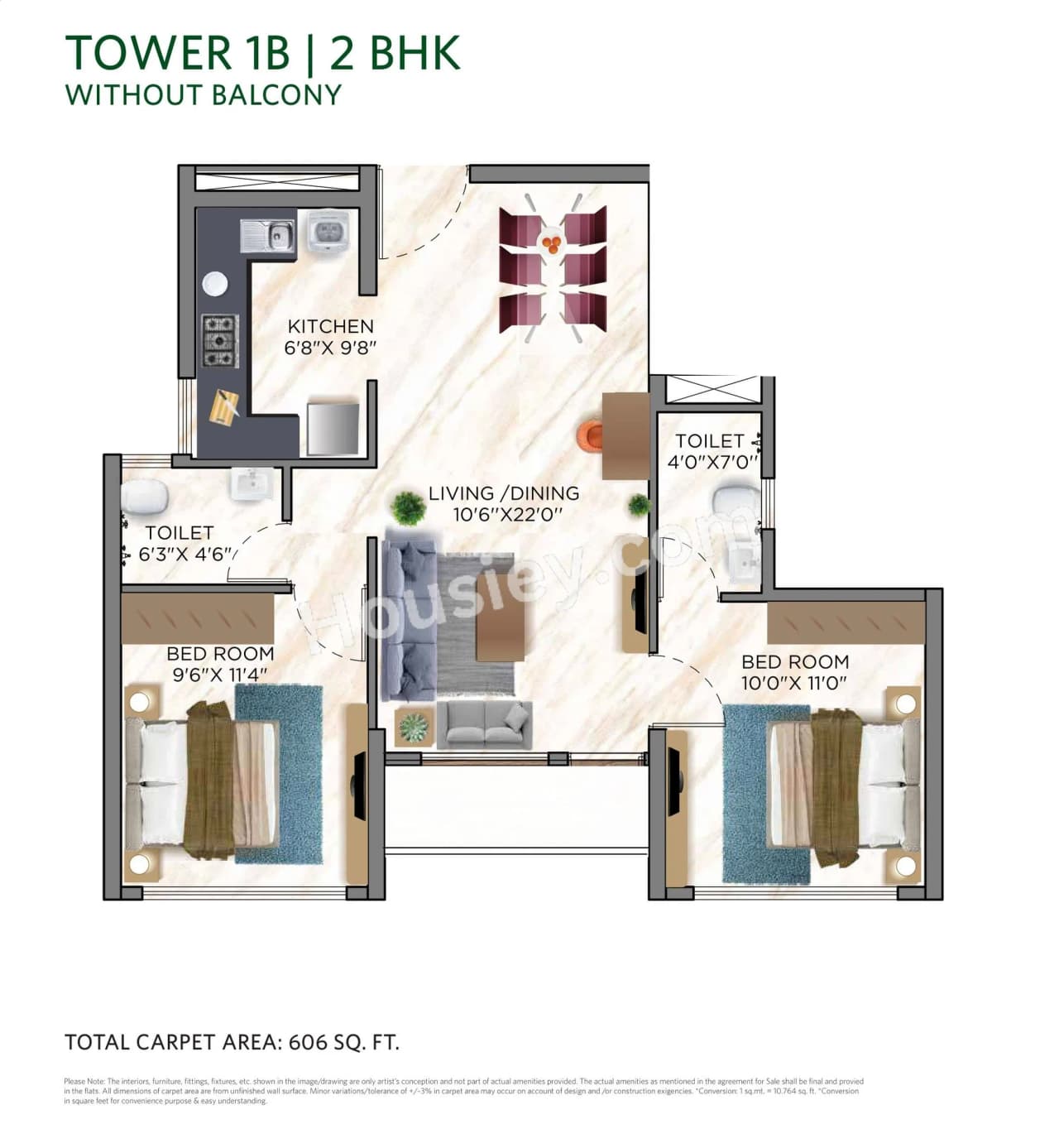 Unit plan - 606 sq.ft.