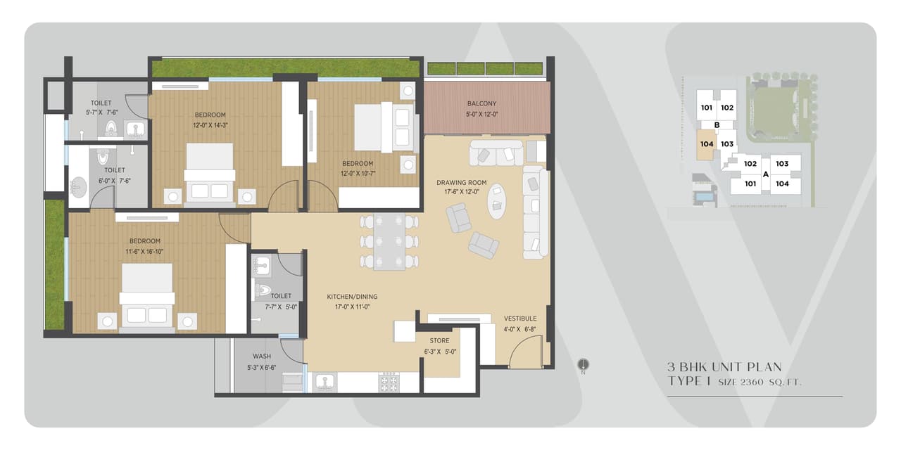 Unit plan - 1298 sq.ft.
