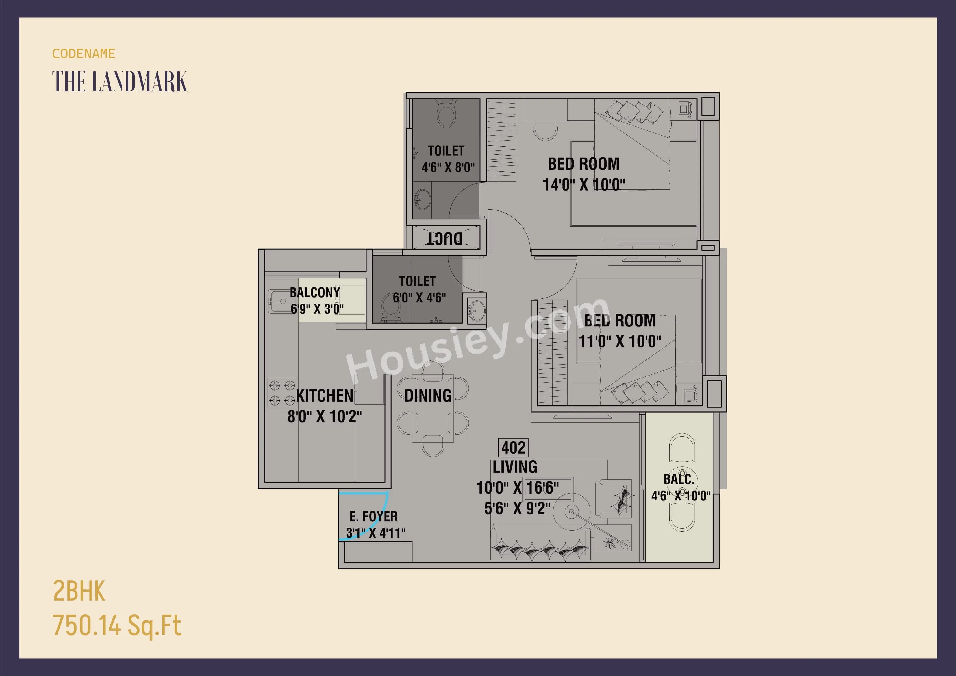 Unit plan - 750 sq.ft.