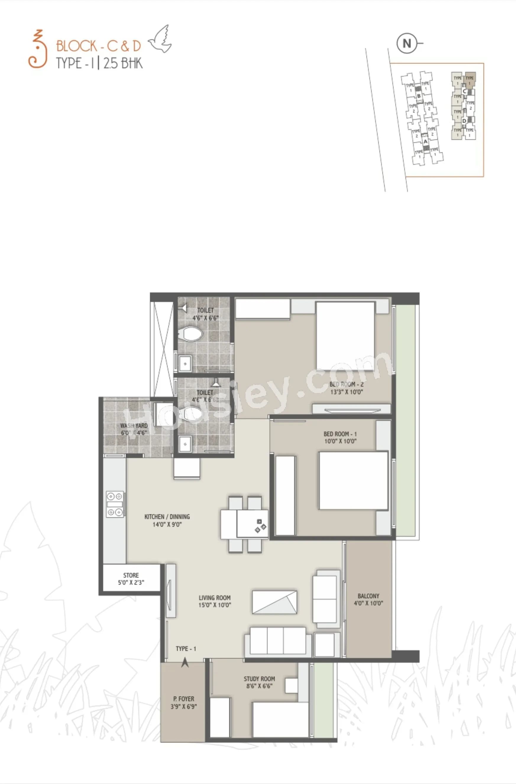 Unit plan - 742 sq.ft.