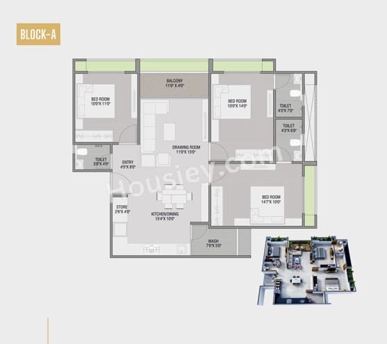 Unit plan - 1017 sq.ft.
